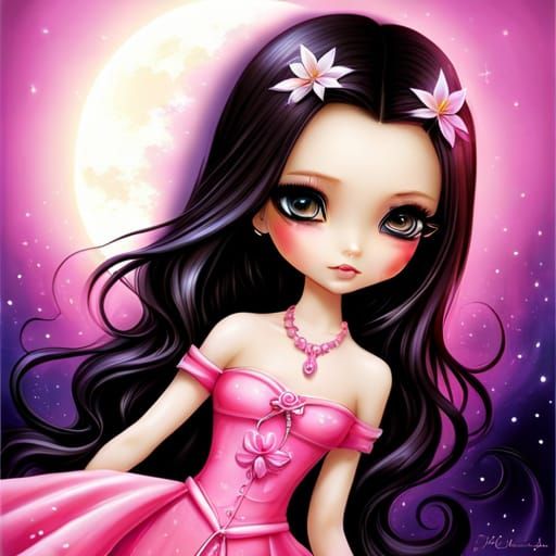 Beautiful Korean Woman in Pink Dress