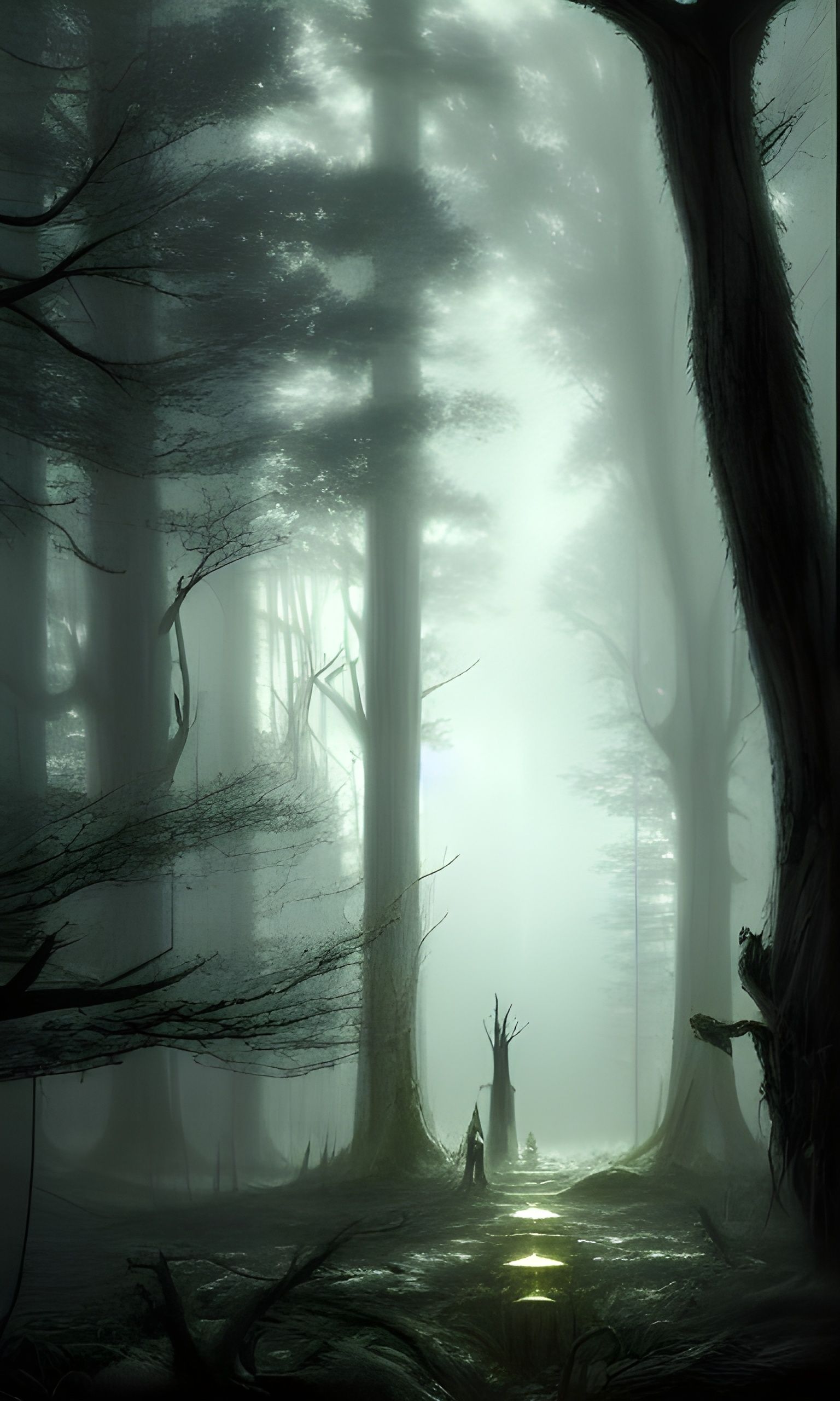 Ominous Door to Horror Forest, Fantasy Art