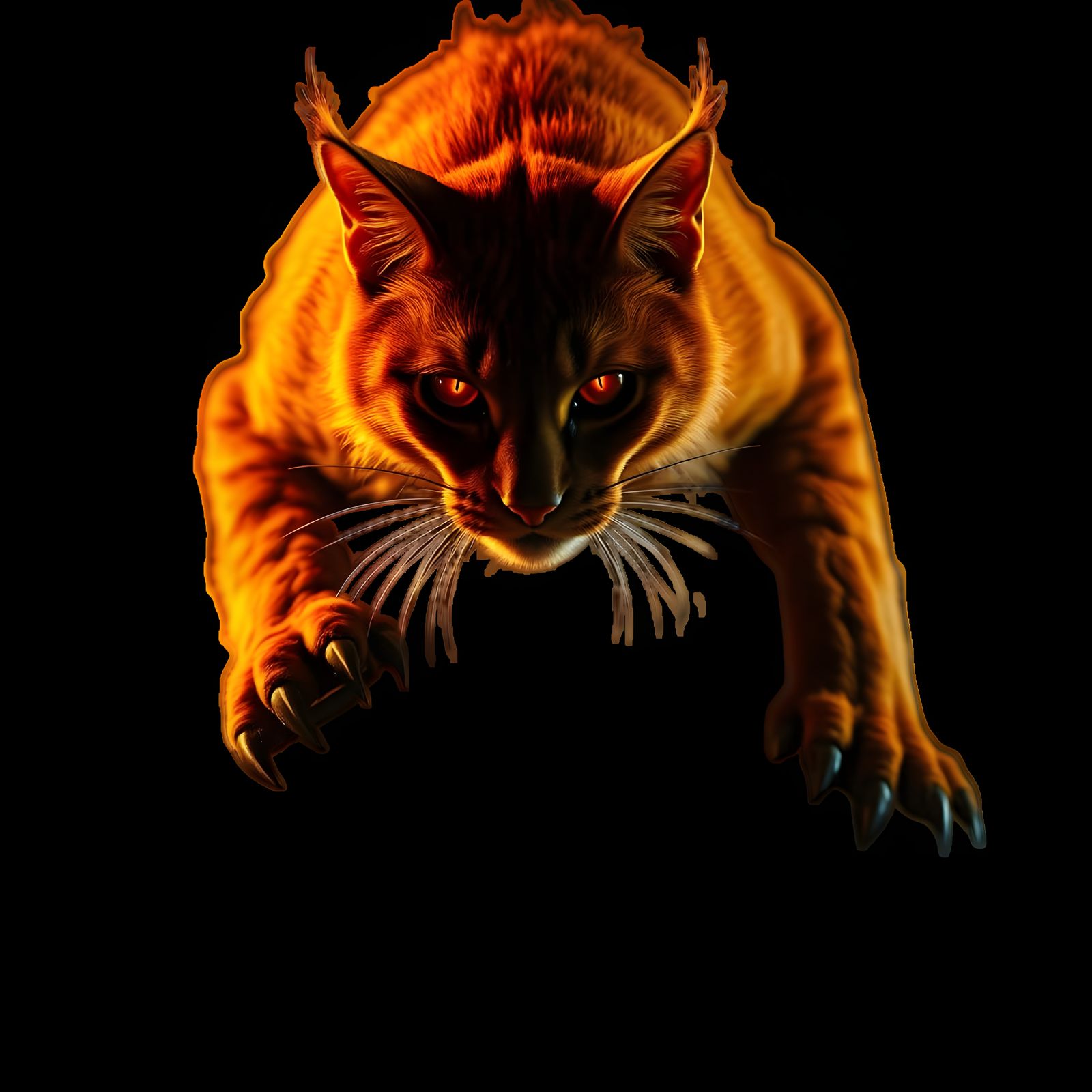 Fiery Orange Hell Cat Devours Human Remains