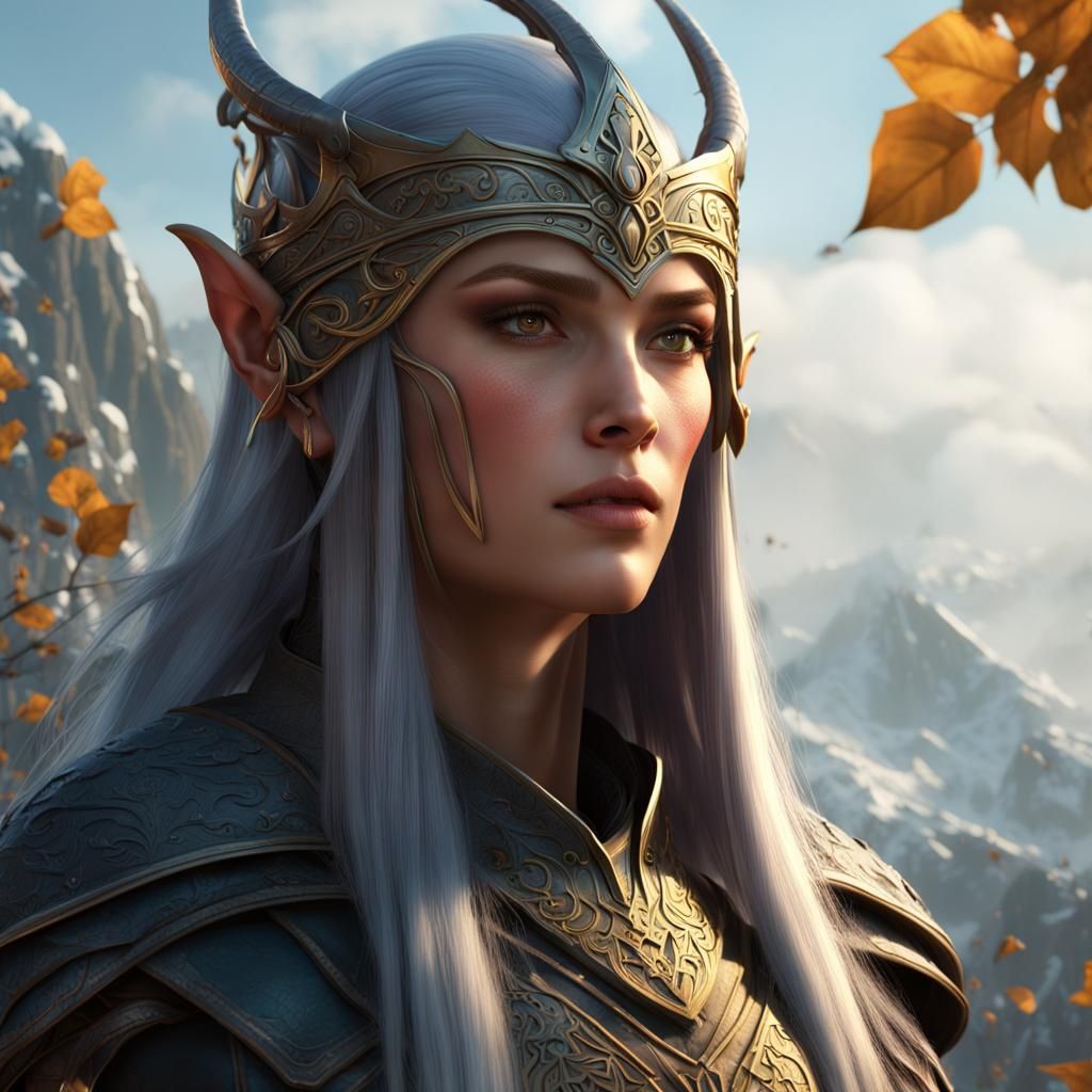 Elven Warrior Portrait in Realistic Fantasy Style