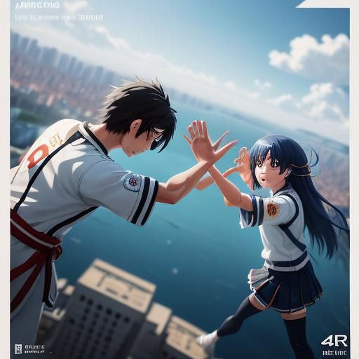 Aesthetic 3D Anime Art: High Five of Unity