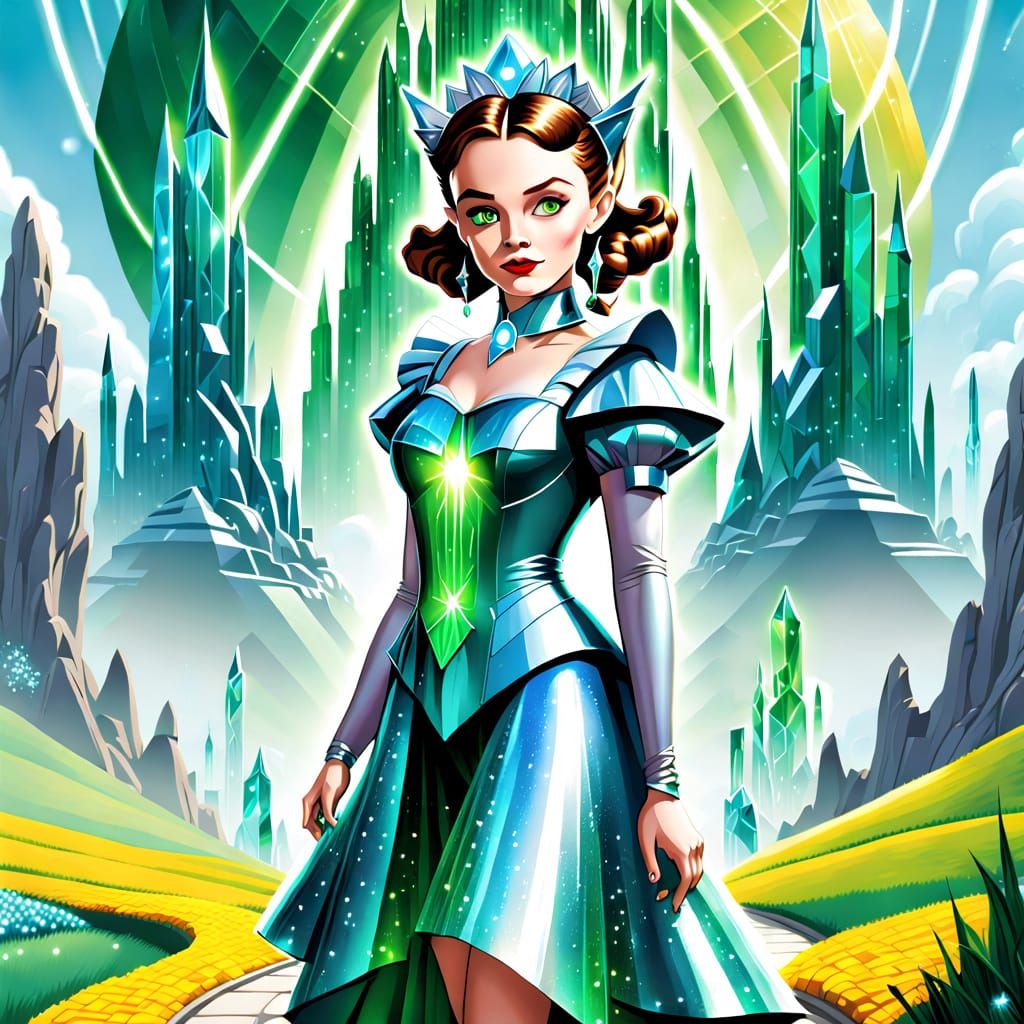 Futuristic Wizard of Oz Poster with Data Streams