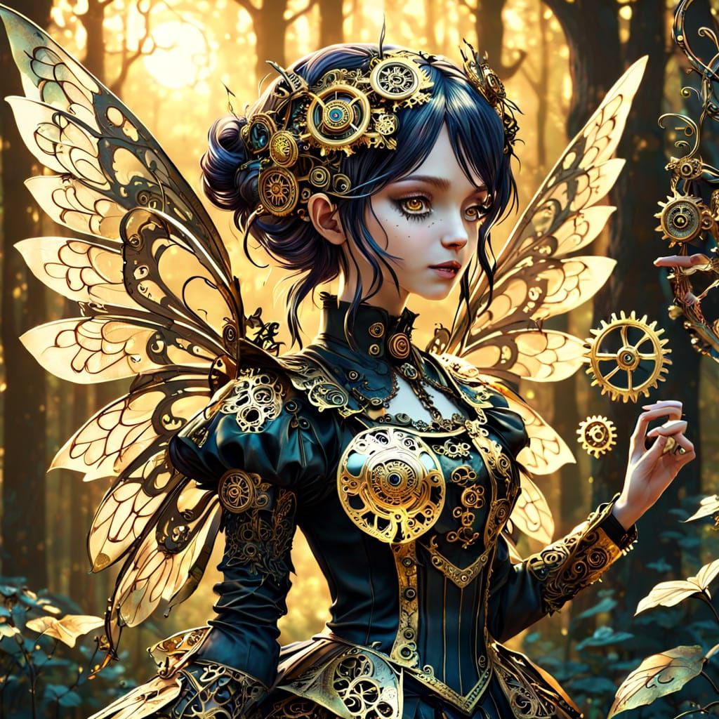 Steampunk Fairy with Clockwork Wings