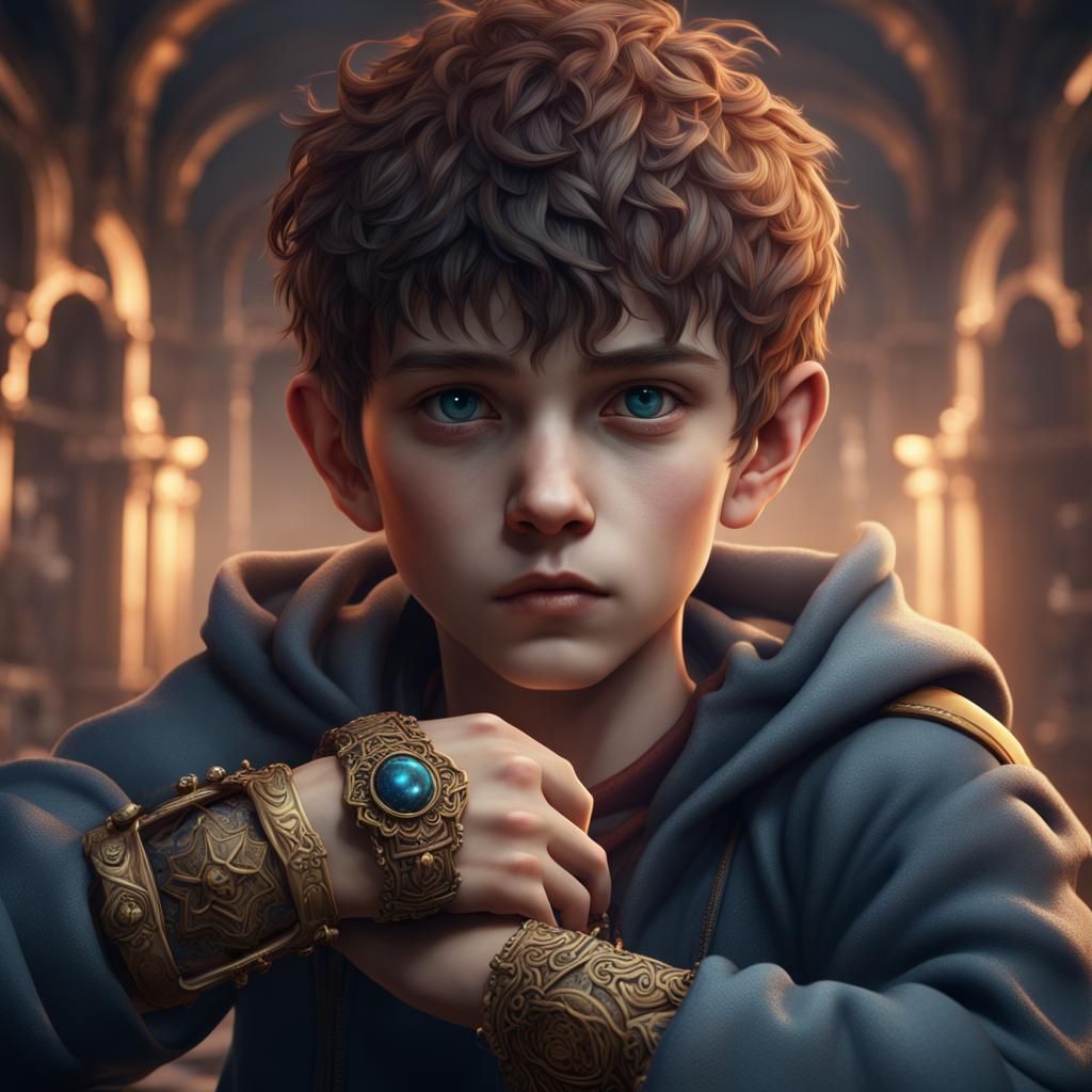 Boy with Bracelet: Detailed Matte Painting
