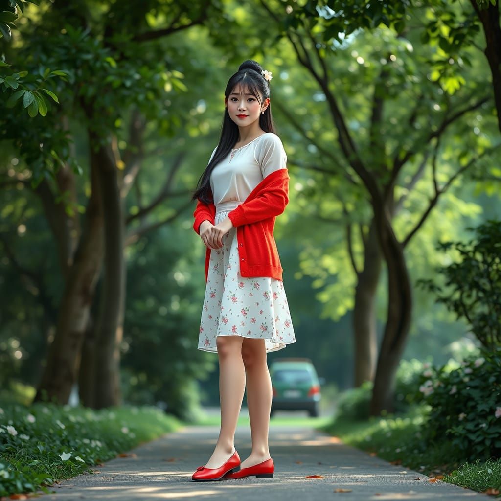 Elegant Park Scene with Floral Details