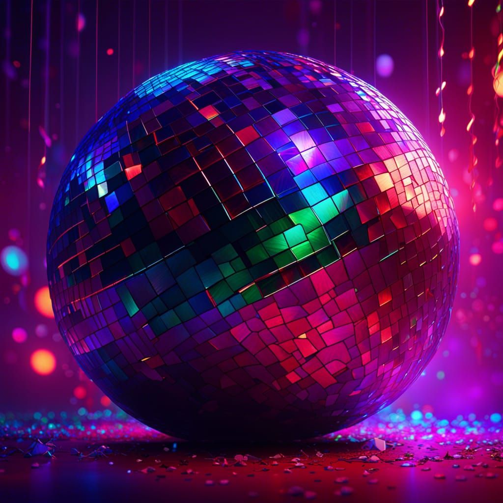 Disco Ball Lights Up Dance Party in Digital Painting