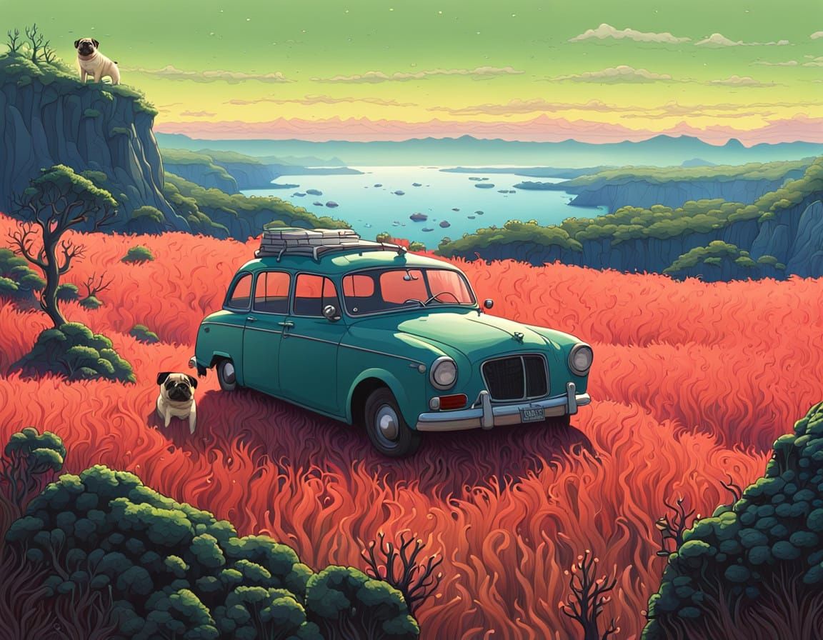 Pug Amidst Majestic Natural Wonders