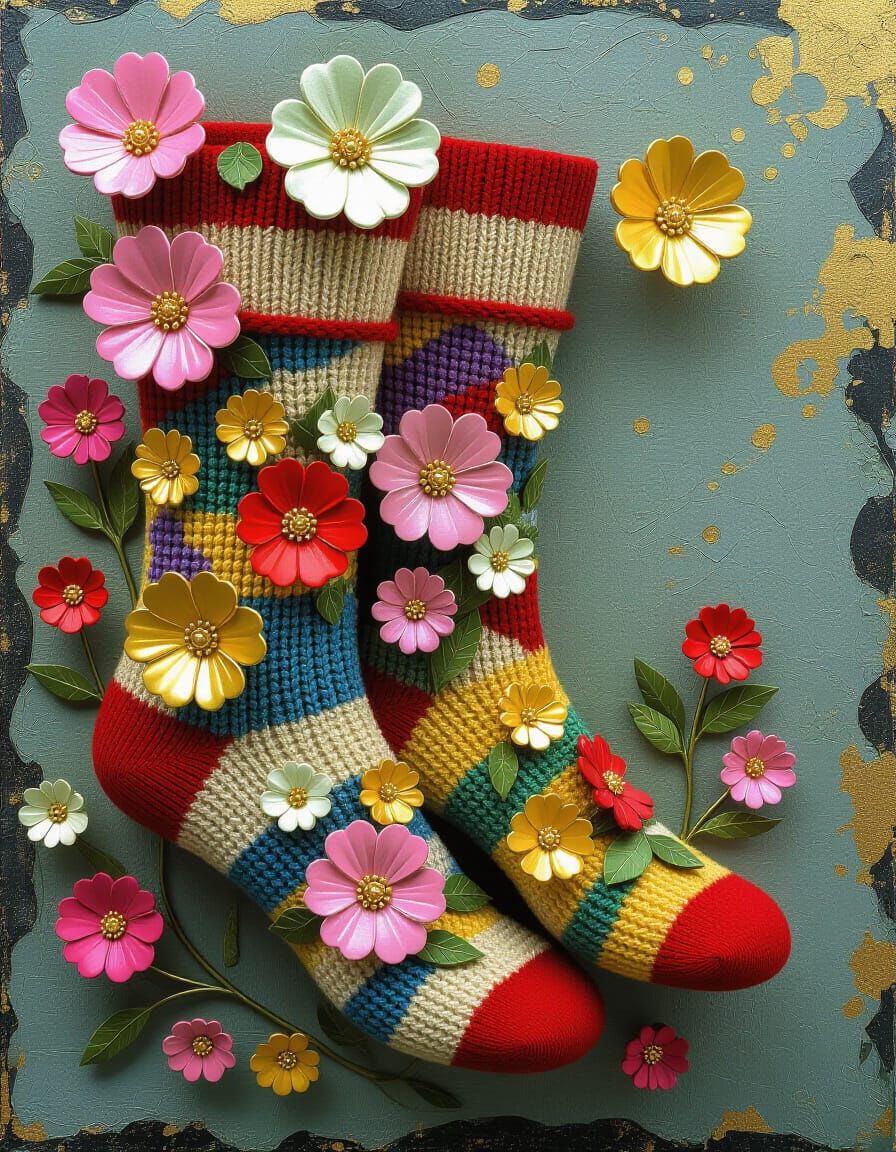 Ghibli Anime Socks in Surreal Mixed Media Style