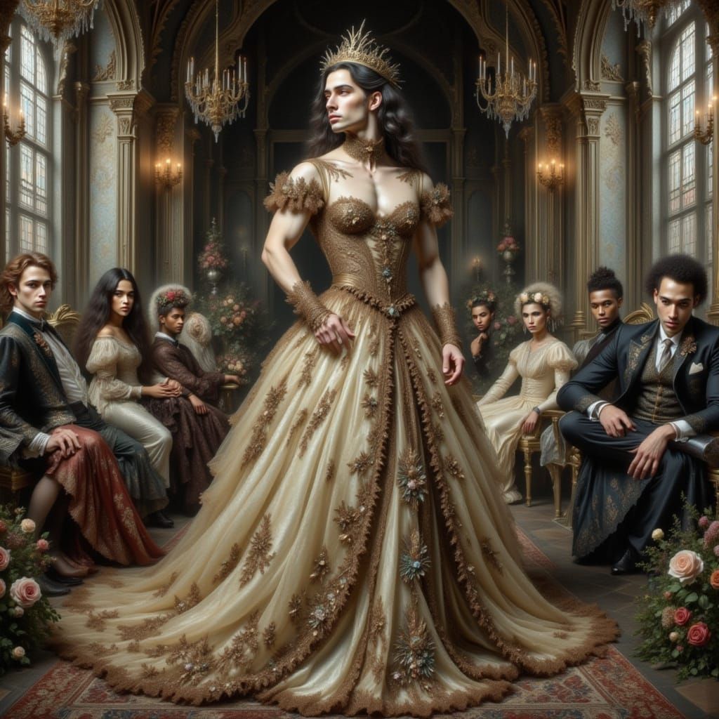 Gothic Owl Princess in Brown and Green Cathedral