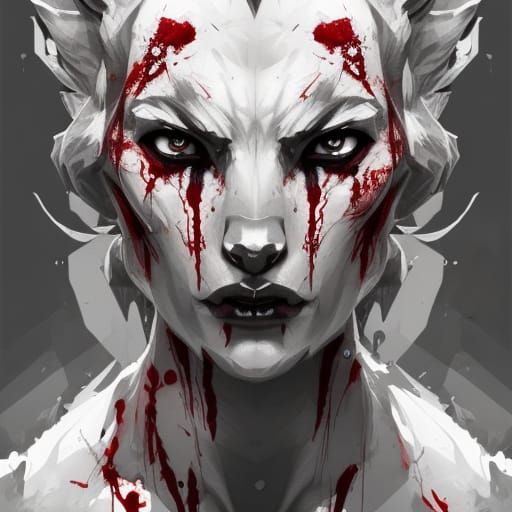 Intricately Detailed White Werewolf Portrait