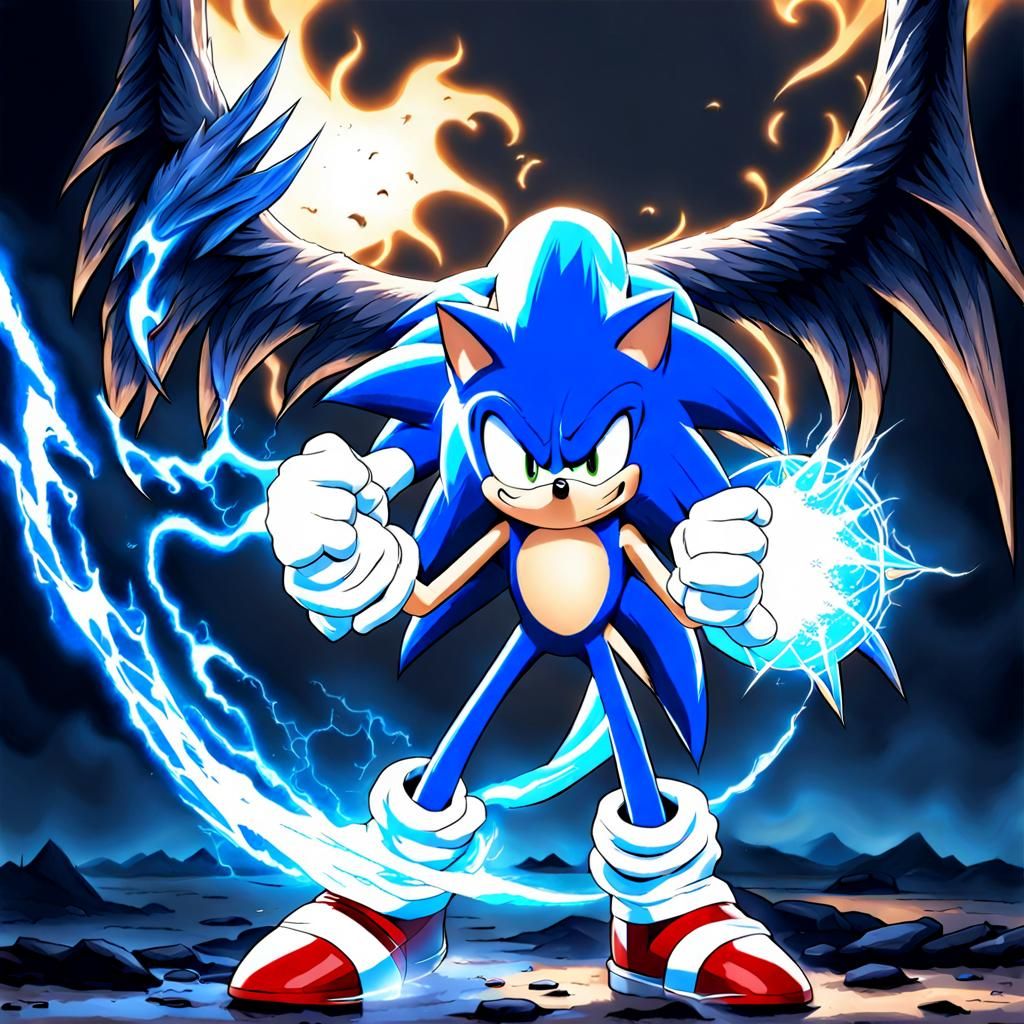 Sonic the Hedgehog Fighting a Demon Spirit