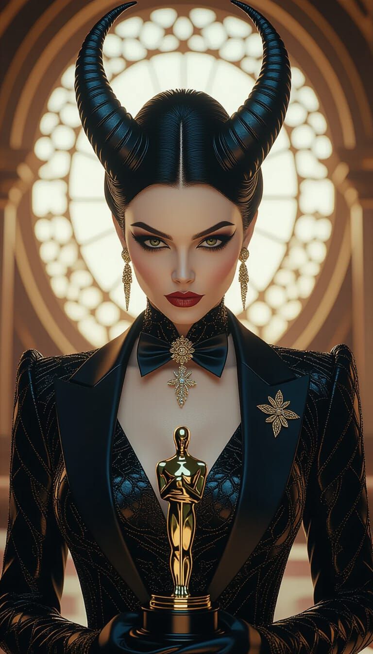 Demon in Prada Attire, Hyperrealistic Digital Portrait