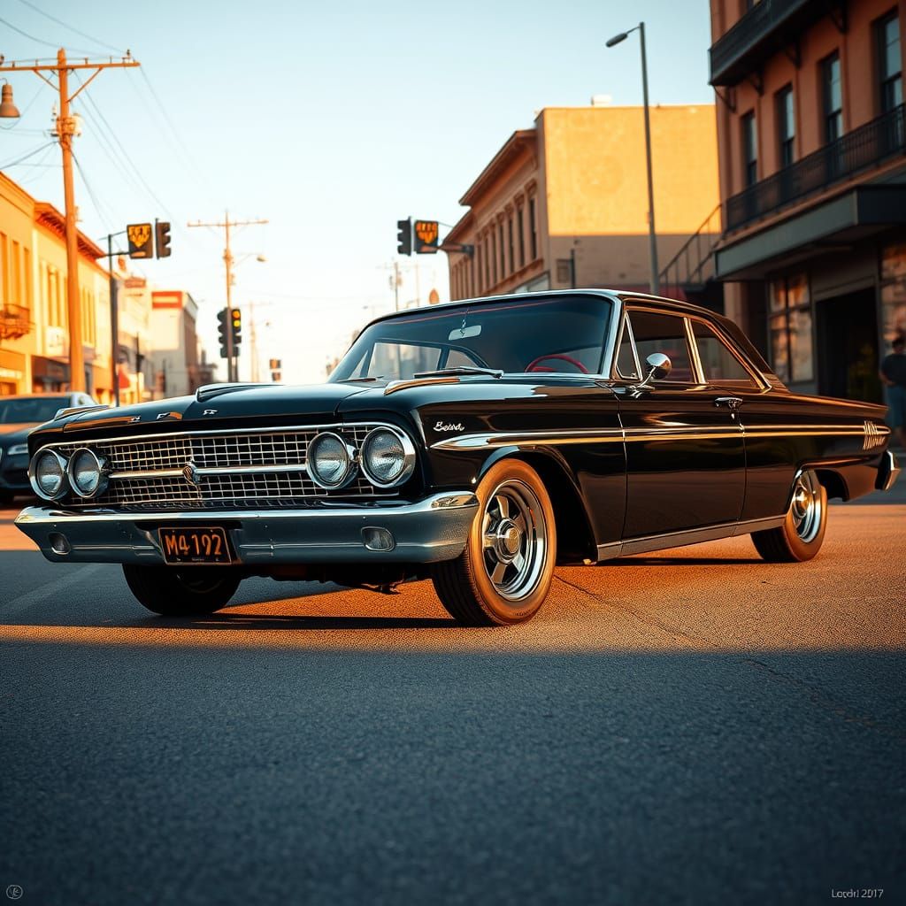 Sleek 1962 Ford V8 Sedan in Retro Futurist Style