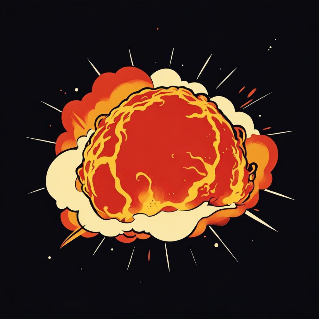 Cartoon Fireball in Two Colors