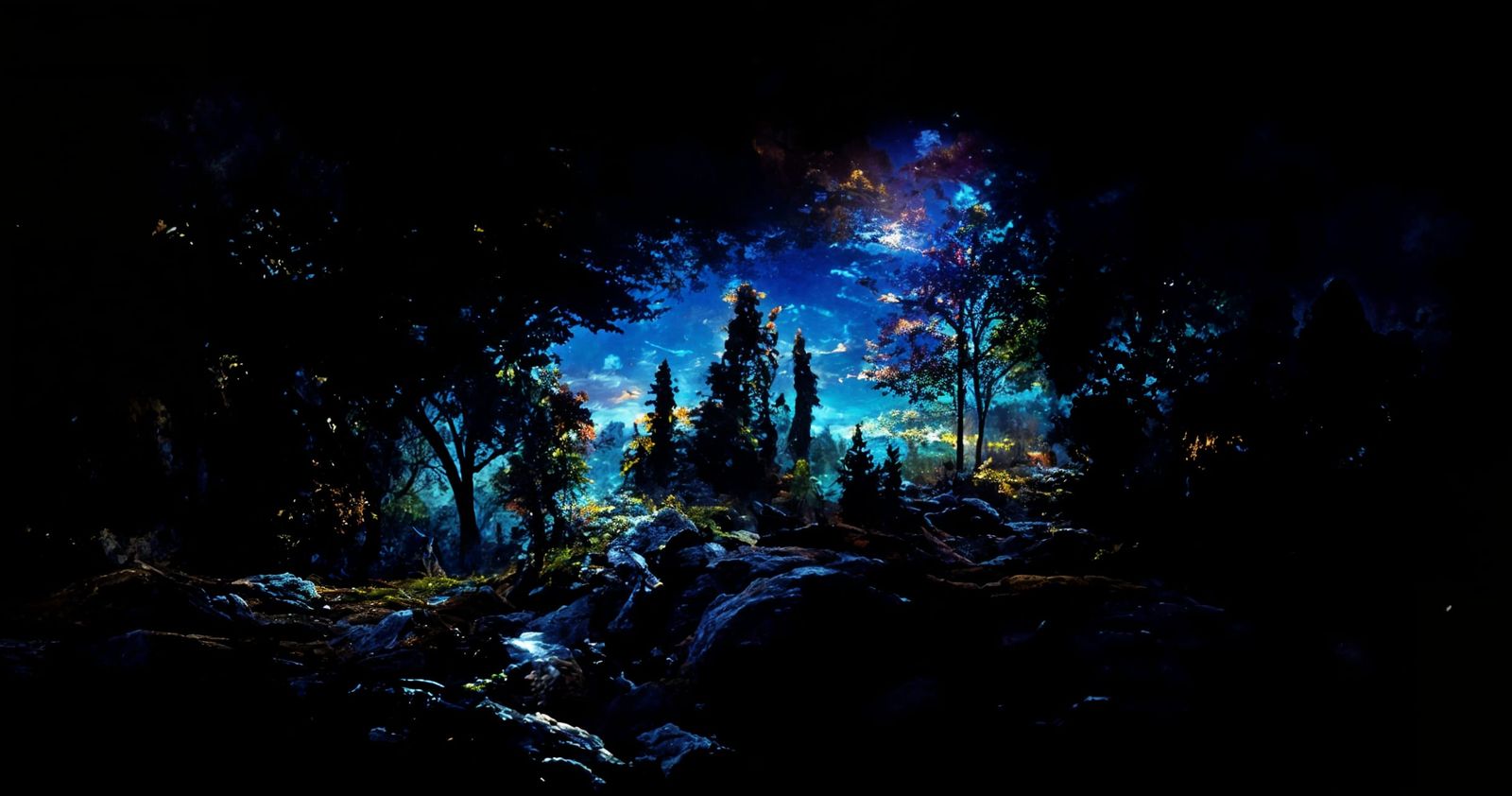 Ethereal Moonlit Forest in Romantic Style