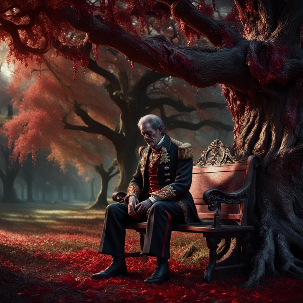 Depressed Bloody Baron Under Dying Oak: Photorealistic CGI