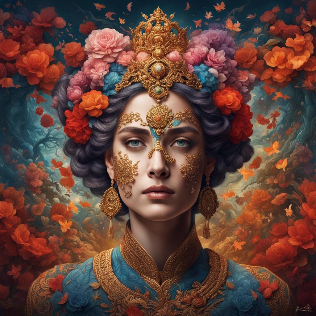 Hyperrealistic Portrait of a Peace Goddess