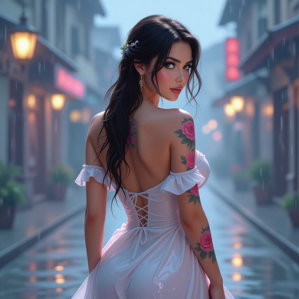 Blue-Eyed Woman Dancing: Photorealistic Portrait in 8k