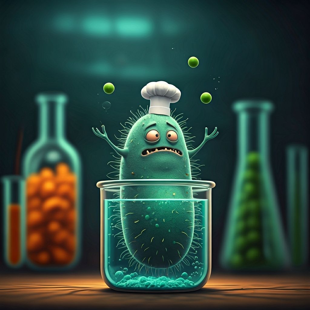 Worried Chef Bacterium Juggles Peas in Test Tube