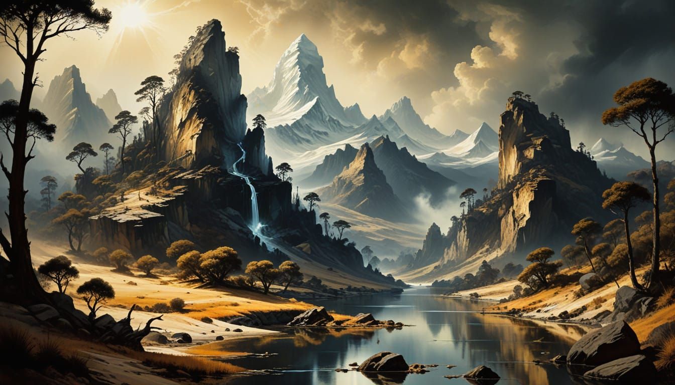 Surreal Masterpiece of Ethereal Landscapes in Chiaroscuro St...