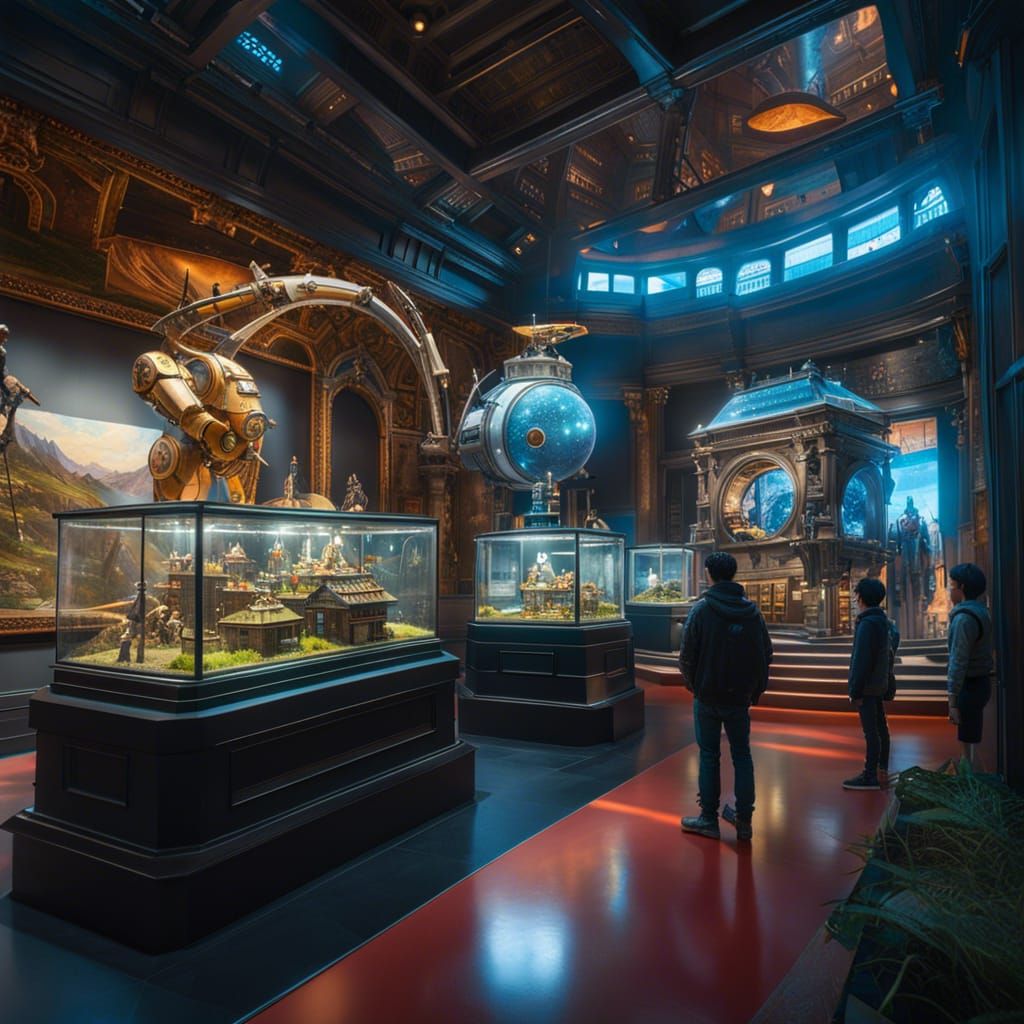 Futuristic Robot Museum Interior in Digital Art Style