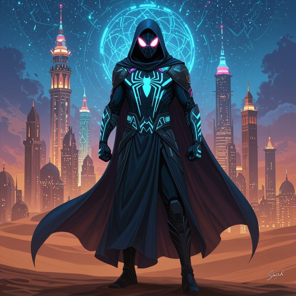 Arabic Spider-Man Fusion Superhero in Concept Art Style
