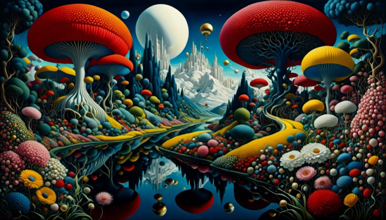 Surreal River World in Vibrant Colors