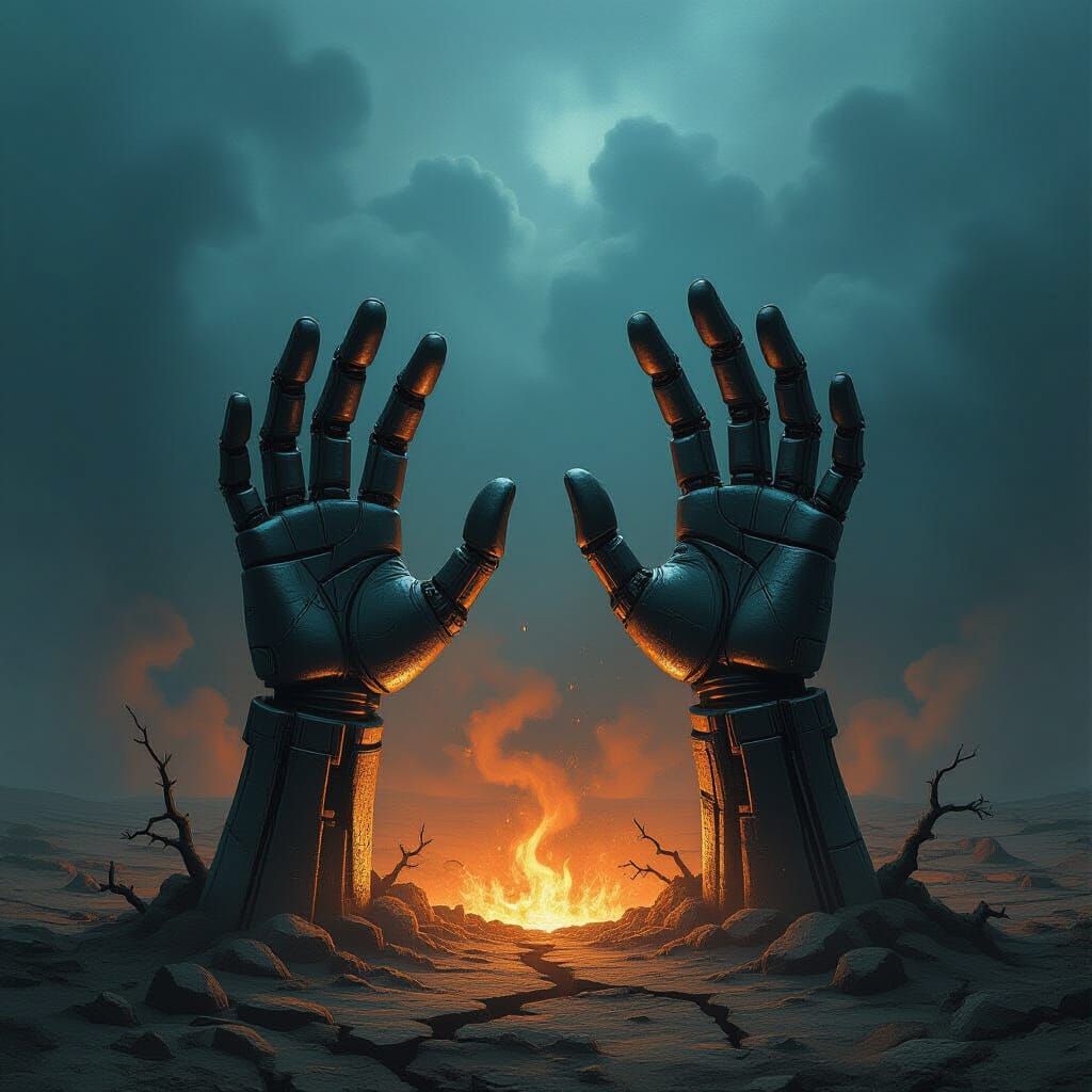 Eerie Iron Hands Emerge in Biomechanical Style