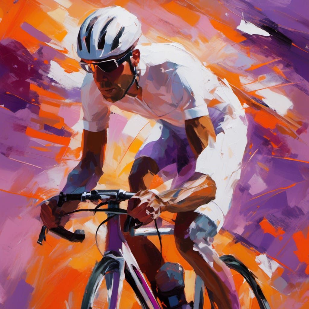Cyclist Race in Abstract Expressionist Style