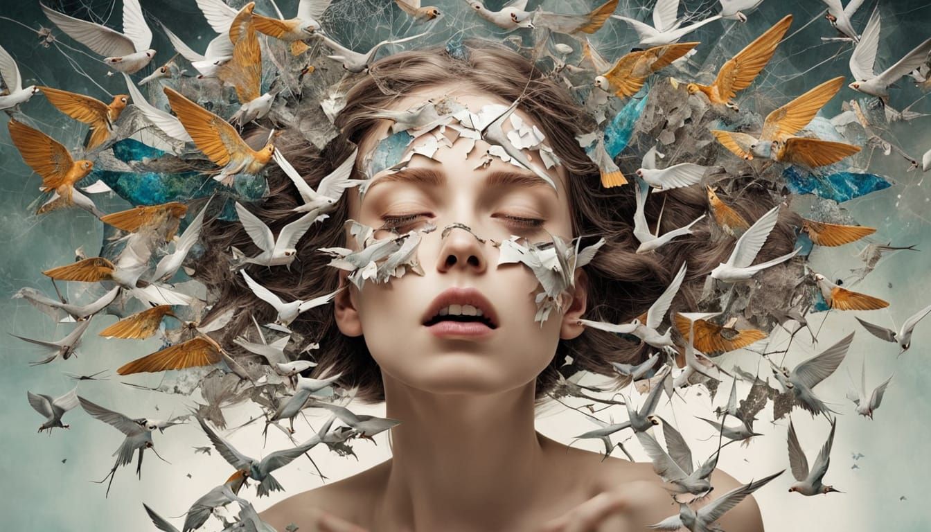 Angel of Shattered Reflections in a Whimsical, Handmade Mast...