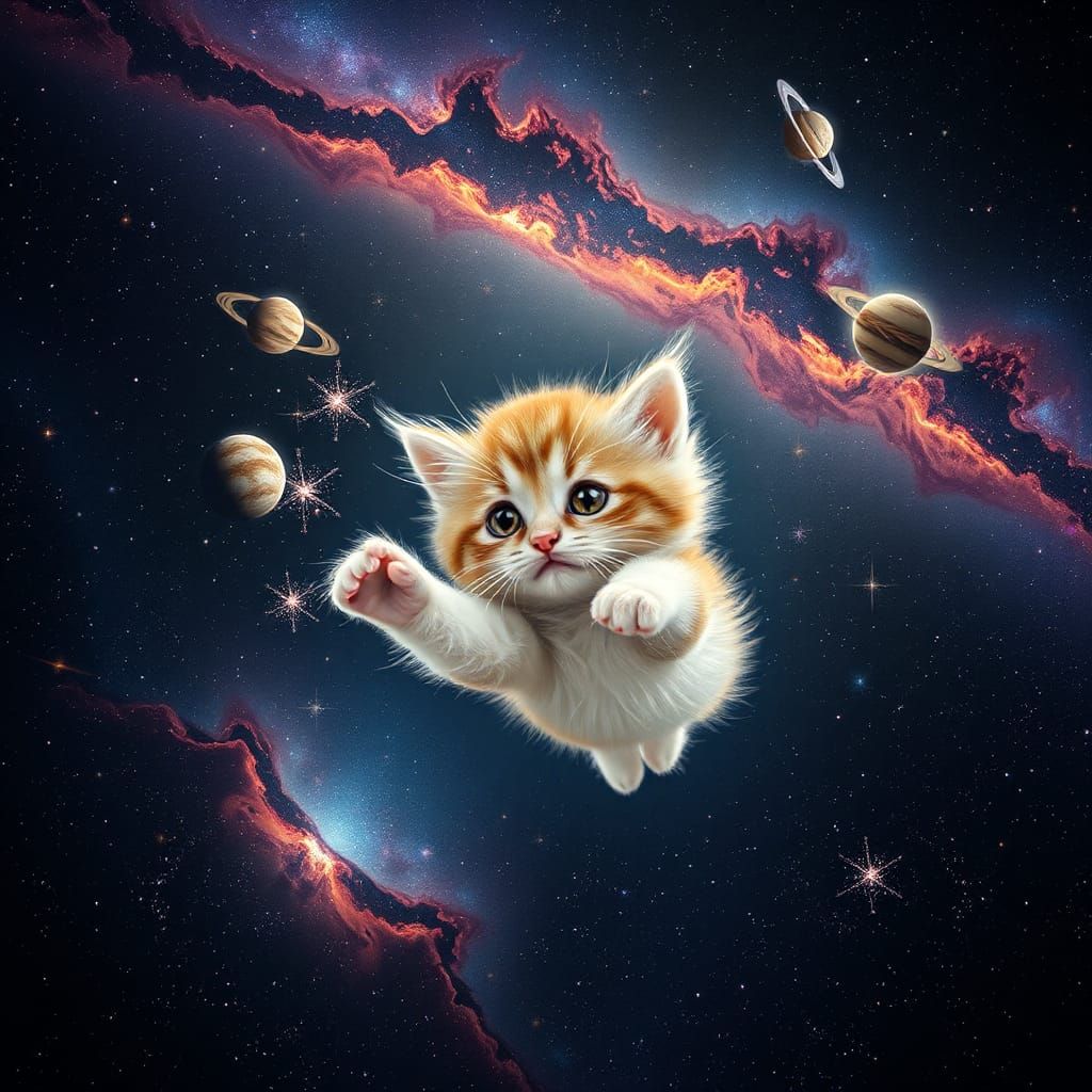 Kitten's Cosmic Adventure Among the Stars