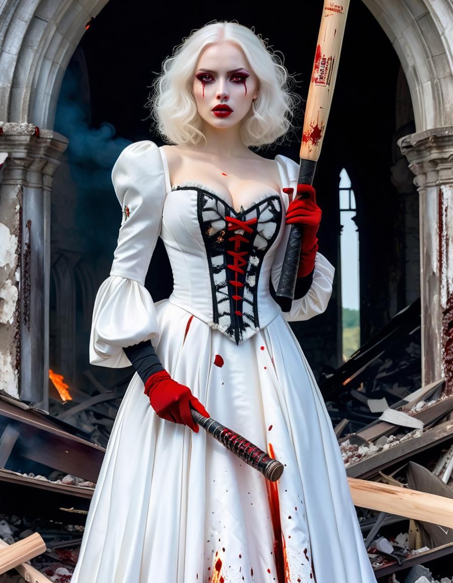 Albino Woman in Ruined World, Comic Art Style