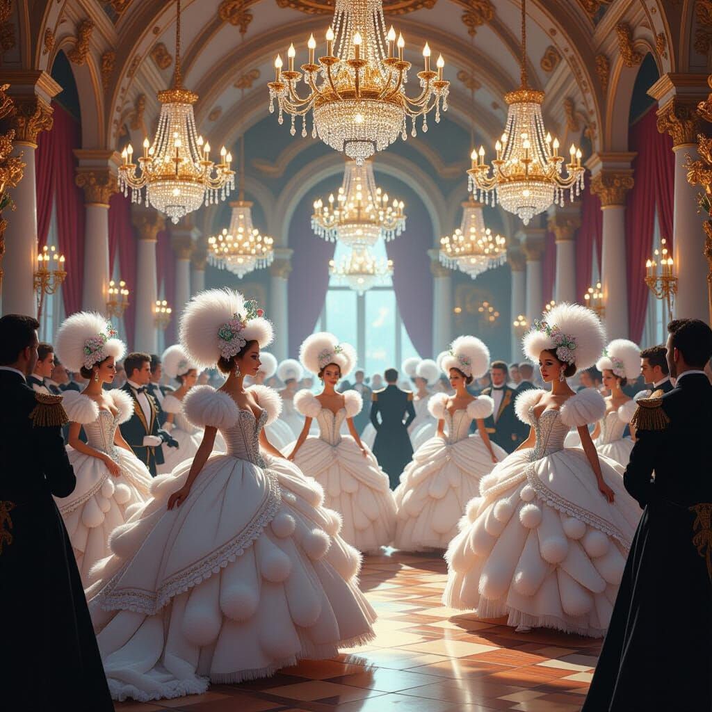 Extravagant Pom Pom Ball in Baroque Fantasy Style