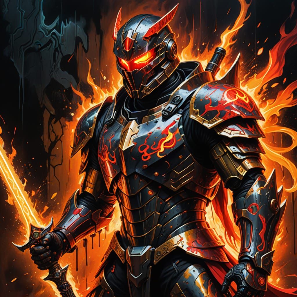 Futuristic Armored Warrior with Energy Sword