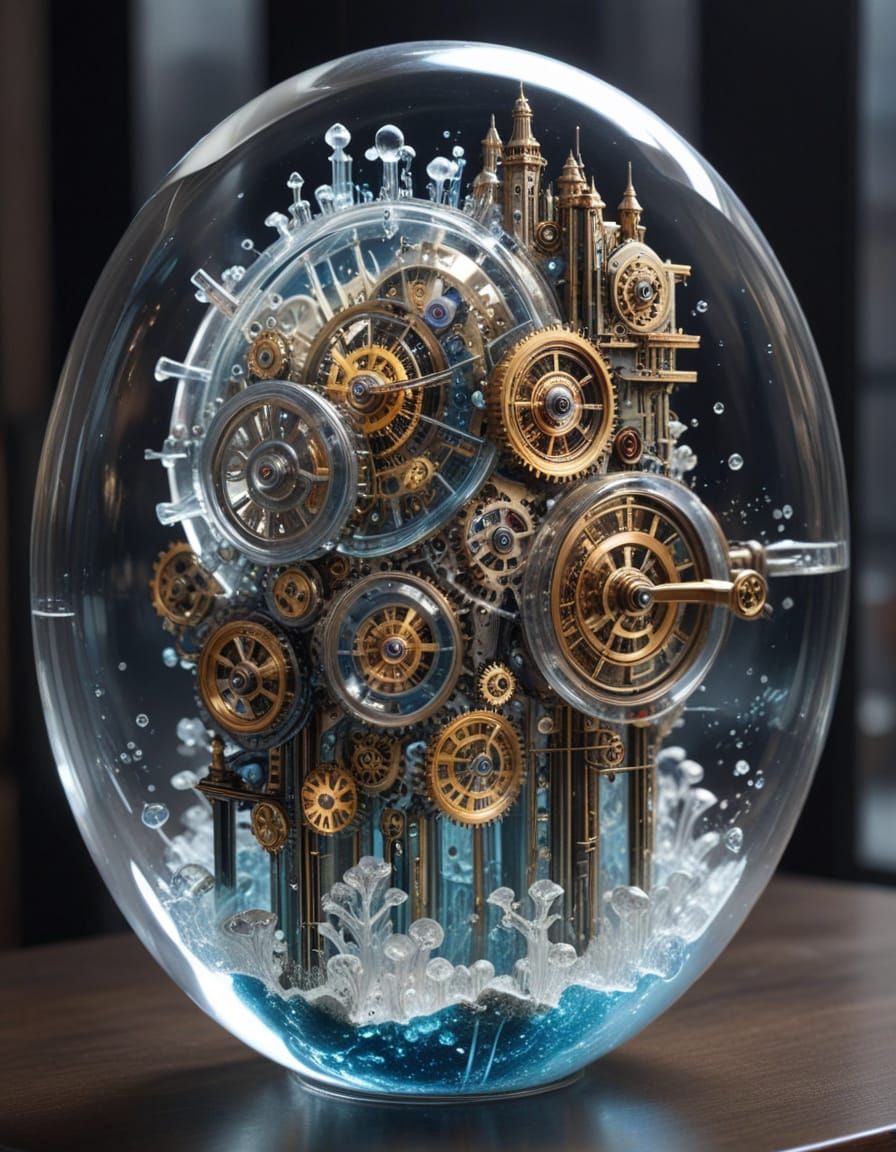 Surreal Clockwork City in Effervescent Glass