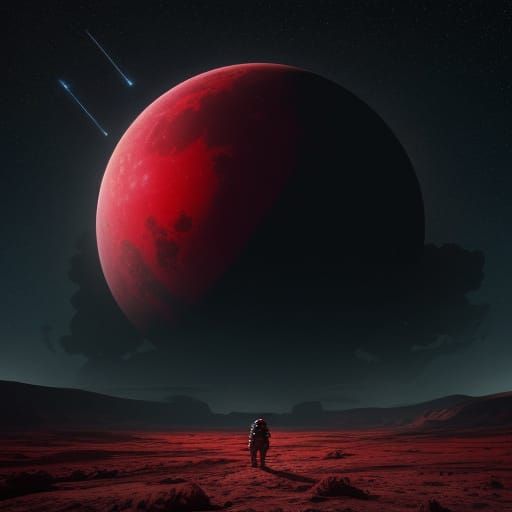 Astronaut on Alien Planet with Two Moons