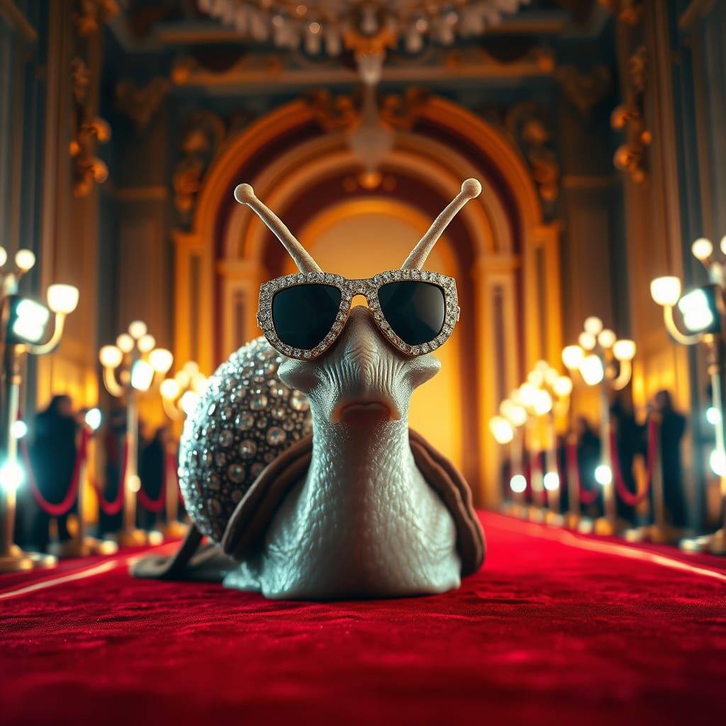Glamorous Snail Struts Down Red Carpet in Hyperrealistic Sty...