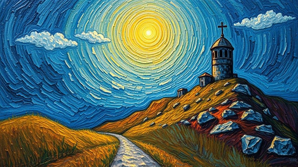 Beacon of Hope as Impasto Oil Painting