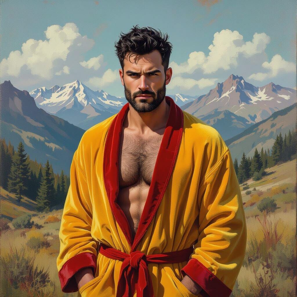 Wrathful Man in Velvet Bathrobe: Impressionist Portrait