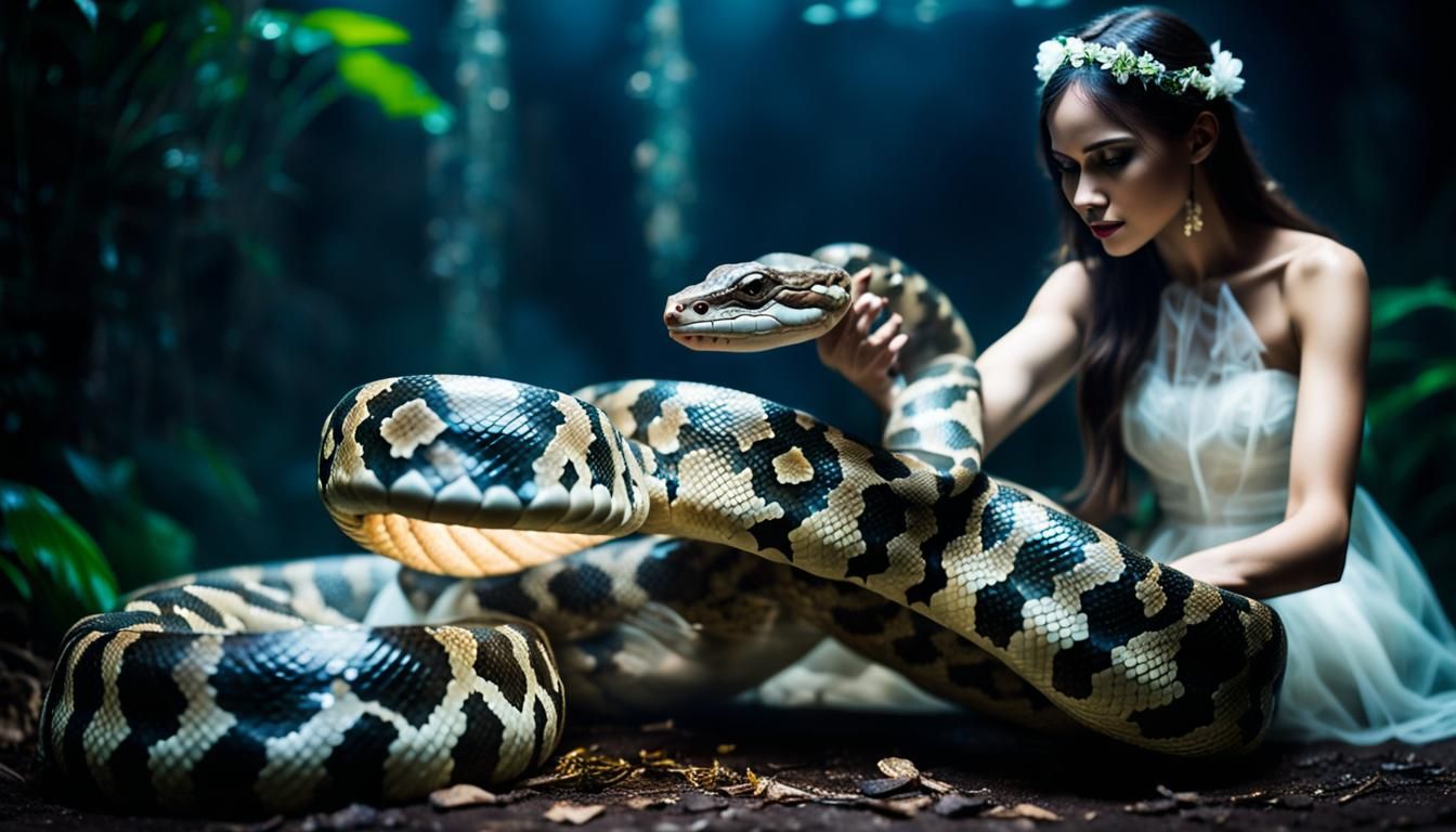 Girl and Python in Underworld Ritual