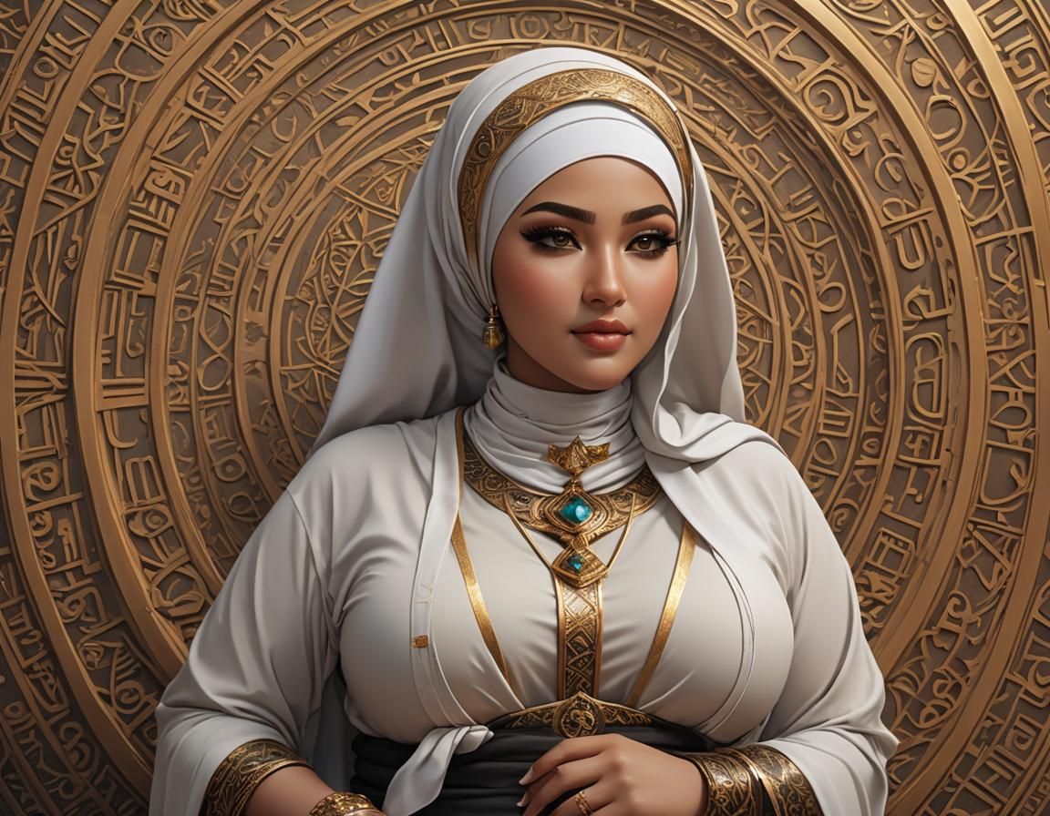 Intricately detailed 25 years old hijabi curvy