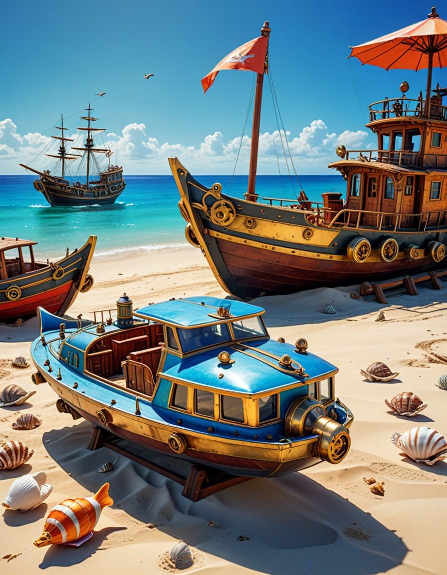 Steampunk Karate Beach Vacation in 3D Photography