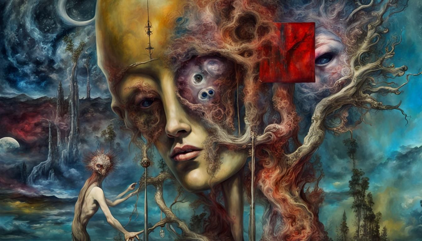 Surreal "Mind Trap" Art in Mixed Media Style