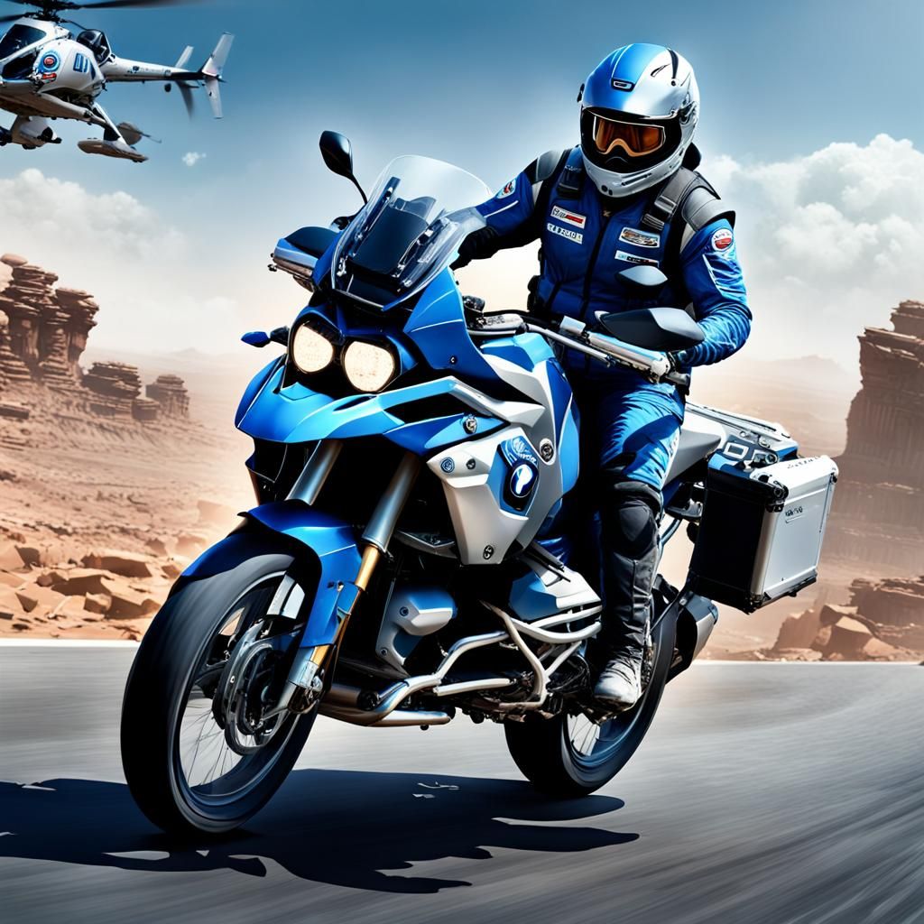 Indian Actor Races Motorcycle in Detailed Digital Painting