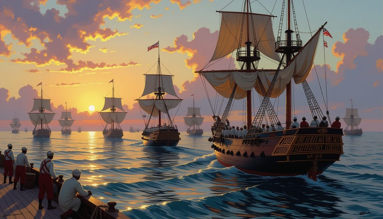 British Warships Near Zanzibar, Preparing for Battle