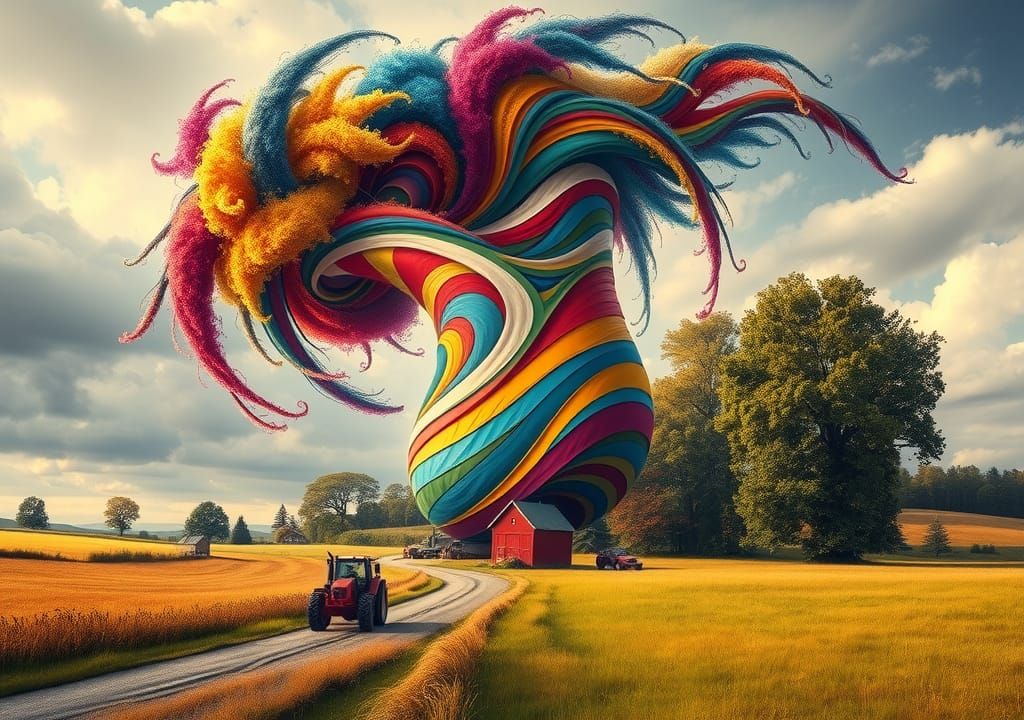 Filigree Tornado Rips Through Countryside: Stunning Art