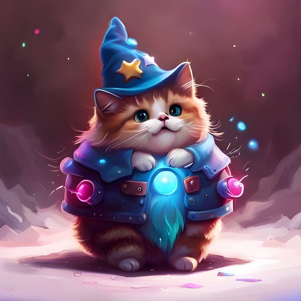 Fluffy Cat Wizard in Hyperdetailed Fantasy Art