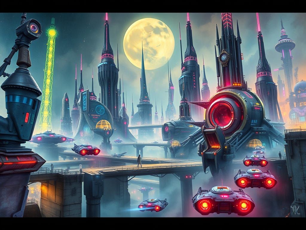 Cyberpunk Metropolis at Night