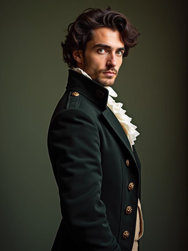 Man in Regency Dress with Green Eyes
