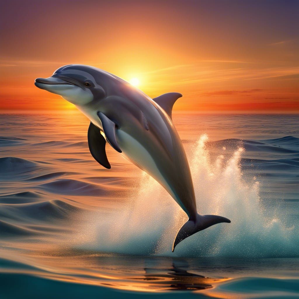 Dolphin Sunset Jump: Ocean Serenity